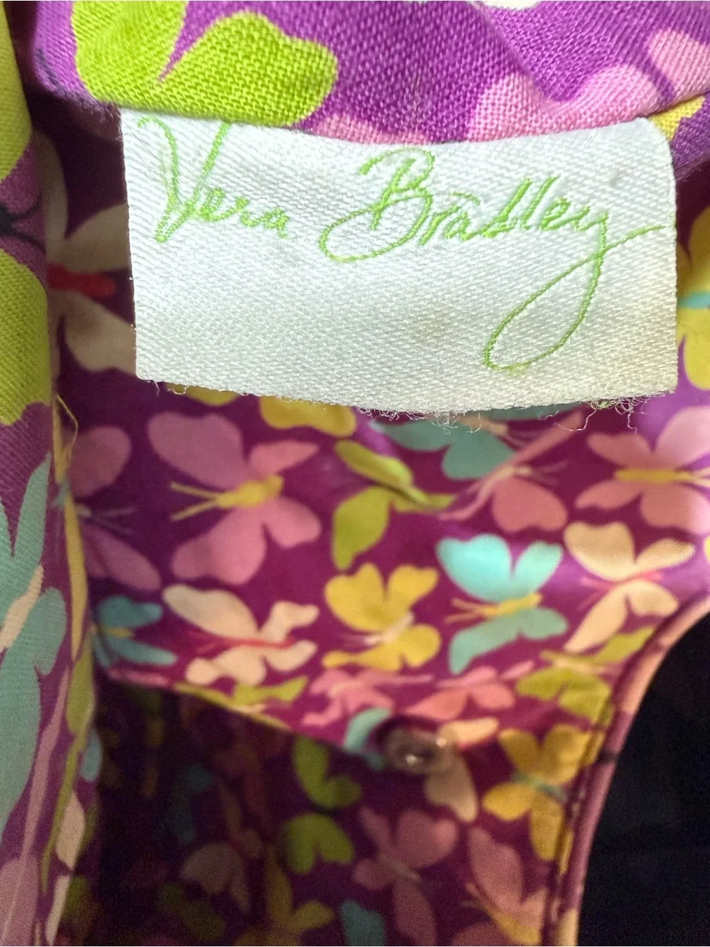 Vintage Vera Bradley Purple Quilted Floral Tote with Multicolor Accents